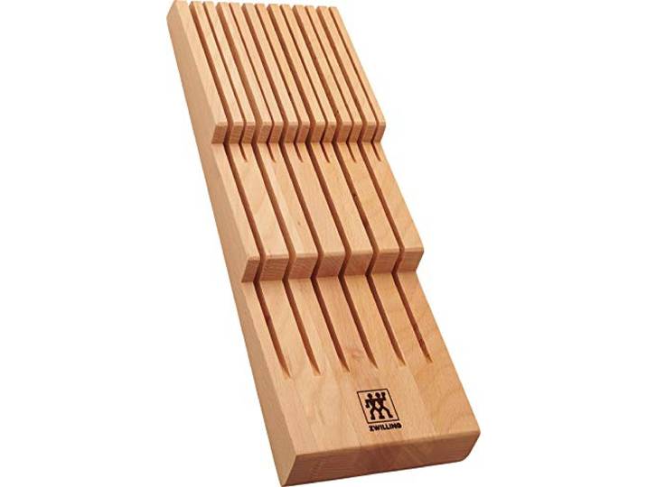 ZWILLING Range-Couteaux pour tiroir\, 12 Couteaux\, Hêtre 6 emplacements pour petits couteaux et 6 pour grands couteaux