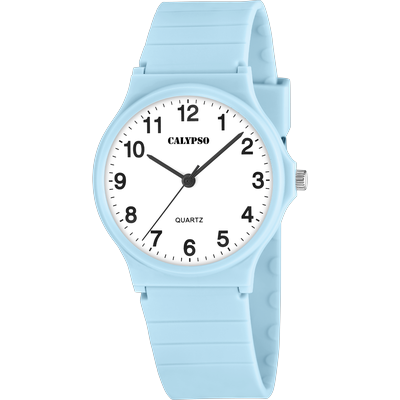 Quarzuhr CALYPSO WATCHES "Easy Time", hellblau, Armbanduhren, Damen, Quarzuhr, Armbanduhr, Damenuhr, Silikonarmband, analog