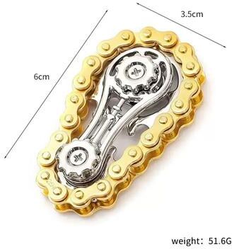 Inspired Living Precision Metal Gear Fidget Spinner Stress Relief Desk Toy For Adults gold Chain