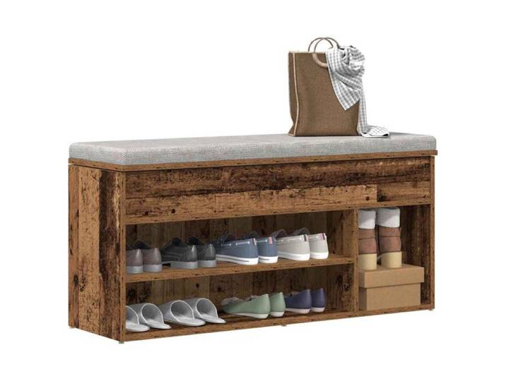 Banc à chaussures - VIDAXL - 102x30 5x45 cm - Bois d'ingénierie - 1 tiroir - Vieux bois