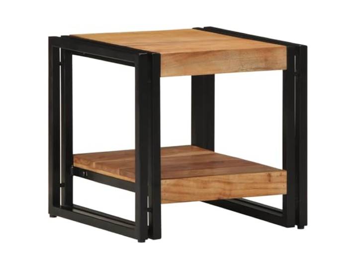 Couchtisch Braun 40 x 40 x 38 cm Massivholz Akazie Stahl-Couchtisch, rustikales Design, geräumiger Stauraum, moderne Wohnzimmer, Innengebrauch