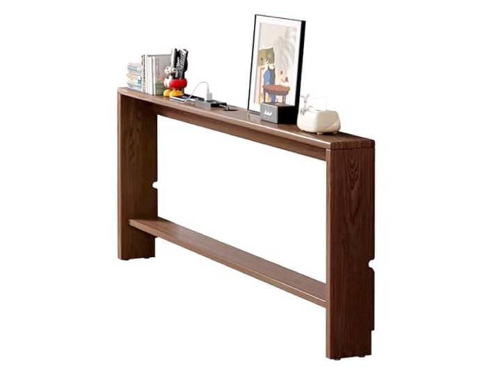 PBMDUHX Konsolentisch, Eingangstisch, Tisch mit Stauraum, Hinter-Couch-Tisch, Schmaler Bartisch für Flur, Wohnzimmer, Bistro und Kleine Räume - Helle Walnuss(150x10x69cm)