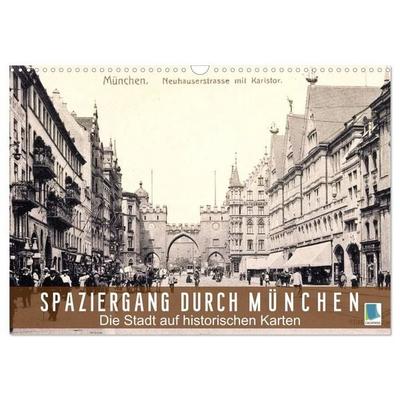 Spaziergang durch München – Die Stadt auf historischen Karten (Wandkalender 2027 DIN A3 quer), CALVENDO Monatskalender