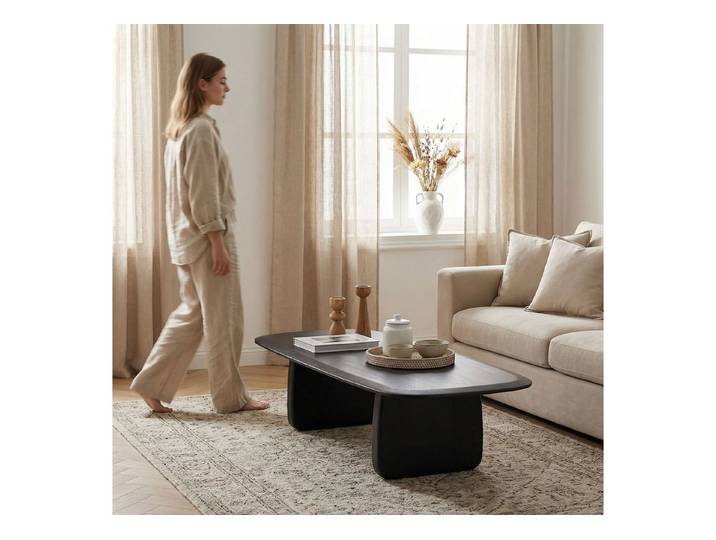 IDIMEX Couchtisch HERMO, Wohnzimmertisch 135x53 cm aus Mangoholz Massiv modernes Design Schwarz