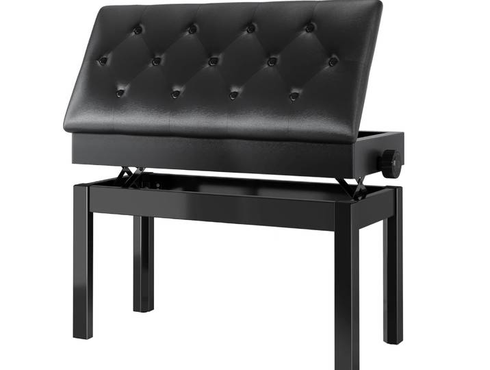 Bancs de piano RapDuty avec coussin en cuir, H réglable avec rangement, noir, simple, double, adultes