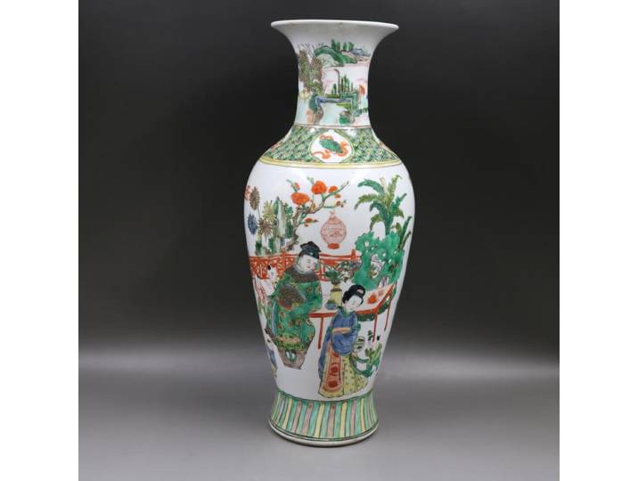 Qing Kangxi couleur ancienne personnage histoire bouteille de lait Antique maison rétro décoration porcelaine ornements Antique maison