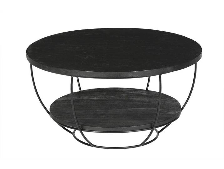 Natur24 Couchtisch Brix Couchtisch 85x85x44 cm Mangoholz Stahl Schwarz