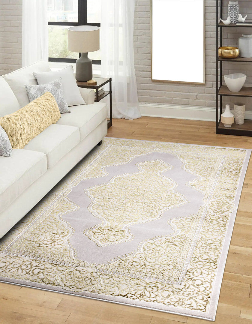 Latitude Vive Bayad Abstract Kilim Indoor / Outdoor Area Rug Ochre Rectangle 160 x 220cm