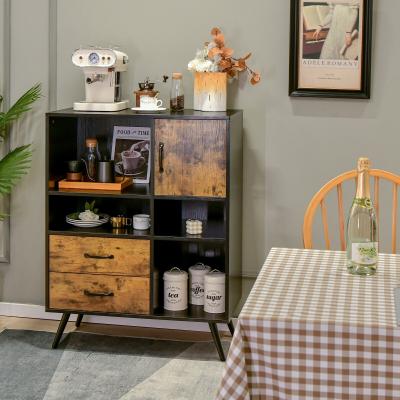 Lirago Industrial Buffet Sideboard Kitchen Cupboard with Cubbies Drawers