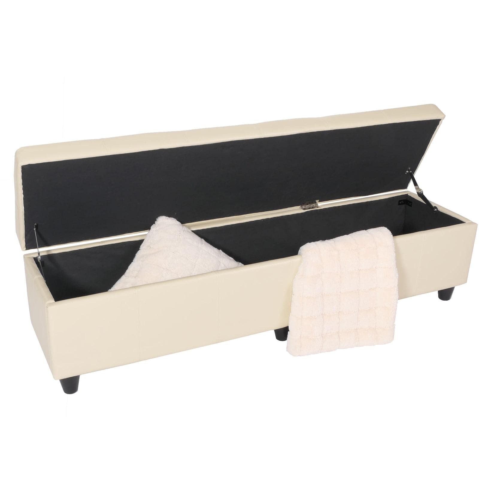 Sitzbank mit Aufbewahrung Arezzo XXL, Leder ~ creme