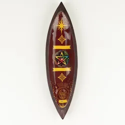 Enamel Incense Bowl - Mango Wood - Pentagon
