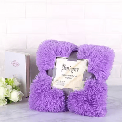 Inspire Curations Super Soft Shaggy Faux Fur Throw Blanket light Purple blanket 130x160cm