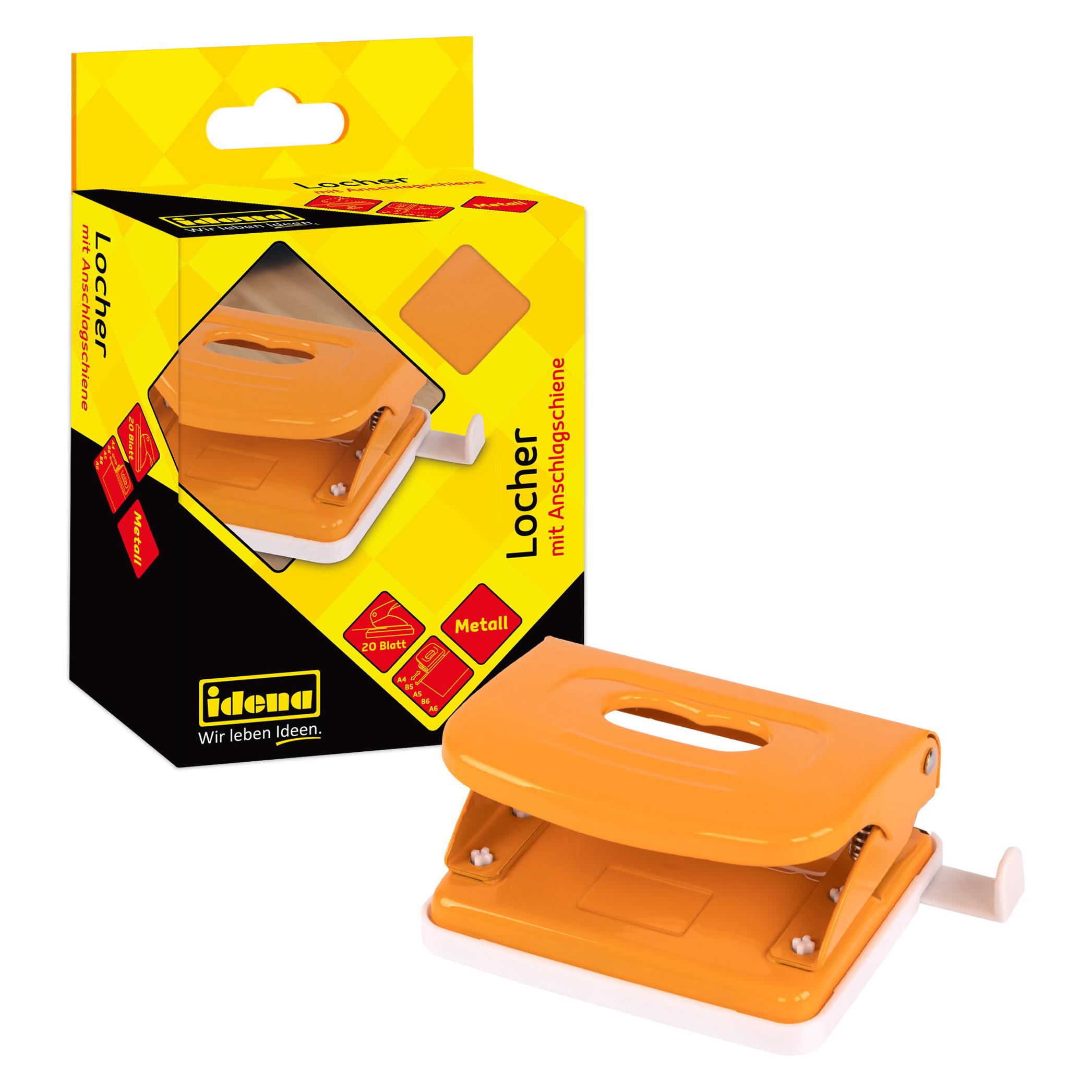 Idena Locher aus Metall orange für 20 Blatt (22657903)