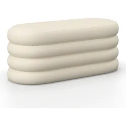 Hockerbank Lorena Creme Bouclé Gepolstert mit Stauraum