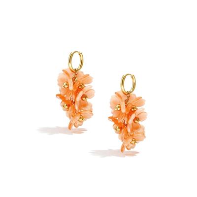 Paar Ohrhänger ADELIA´S "LIVAYA Blumenkranz - Ohrringe Ohrhänger aus Acryl", Damen, Gr. Damen, Edelstahl, orange, Ohrringe, stylisch durch hängende Blütenelemente