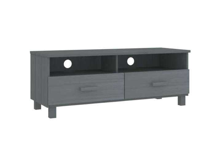 GKHPYURE TV-Schrank HAMAR Dunkelgrau 106 x 40 x 40 cm Kiefernholz 2 Schubfächer, 2 Fächer, MDF, Holzgriffe, Kabelschlitz erforderlich, Montage erforderlich