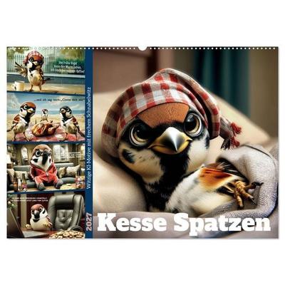 Kesse Spatzen (Wandkalender 2027 DIN A2 quer), CALVENDO Monatskalender