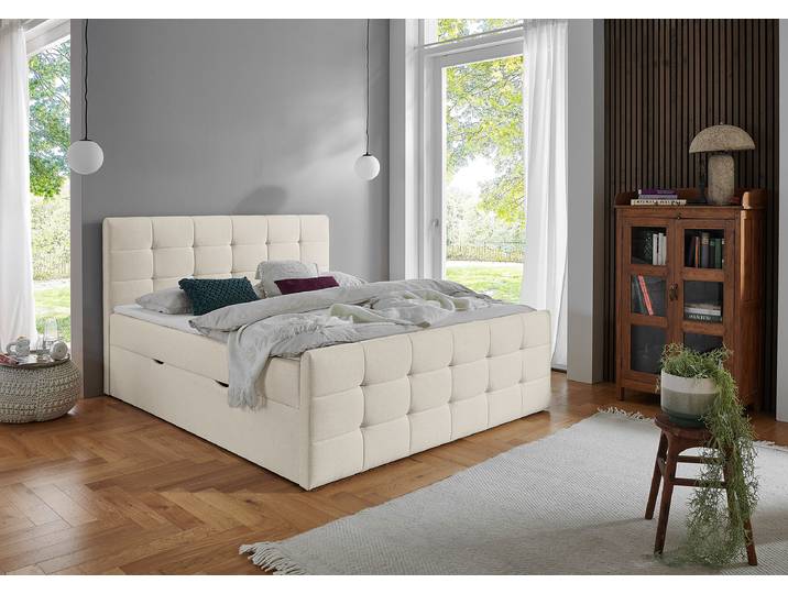 Boxbett Karamian 180 x 200cm Flachgewebe Norana Beige