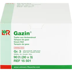 Gazin Tupfer Pflaumengroß Steril Gr. 3 20Fd. 90 ST