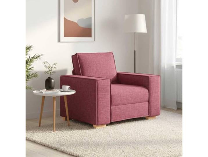 HEFZGDB Weinrotes Sofa Stuhl 60 cm Stoff gemütlich Polsterung Wohnzimmer Sessel mit Breiten Armlehnen und robustem Holz Metall Gestell für Büro Entspannung Lesen Fernsehen bequem