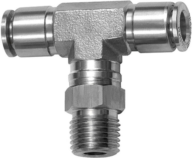Riegler Raccord en T tournant, R 1/8 a., Ø tuyau 4, ES 1.4404 (8755.018-4 ES)