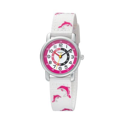 Quarzuhr REGENT, weiß (weiß, pink, bunt), Armbanduhren, Kinder, silberfarben, Quarzuhr, Armbanduhr, Kinderuhr, Mädchen, analog