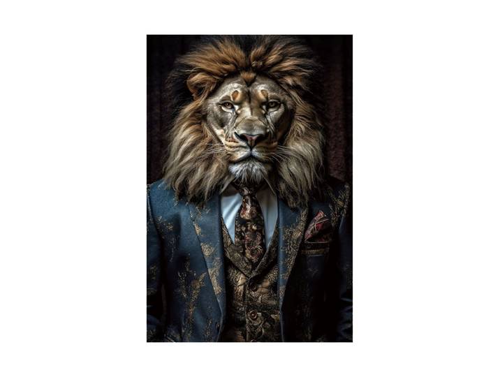 Glasbild „Lion's Club“ 80 x 120 cm Multicolor Crea Collection