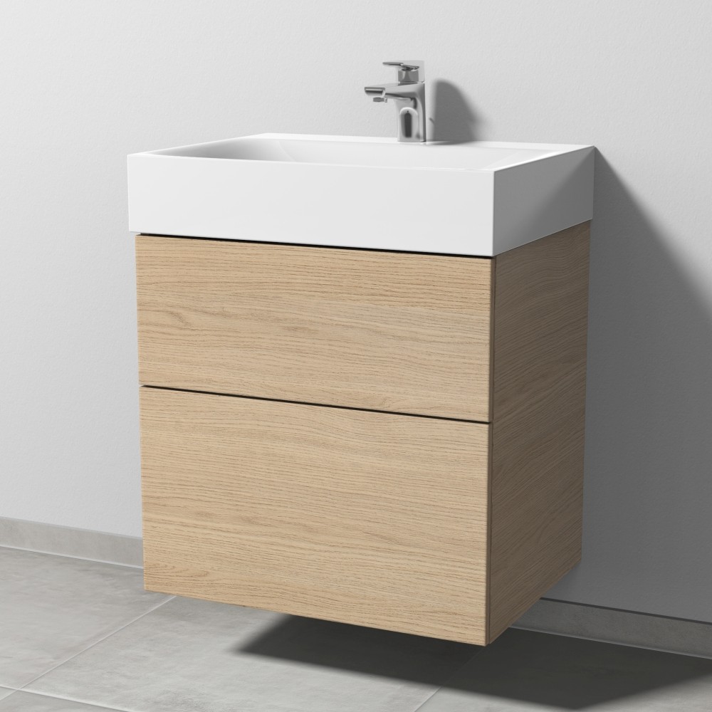 Sanipa 3way Waschtischunterbau zu Kaldewei Silenio Waschtisch mit 2 Auszügen, Eiche-Nordic SM45548