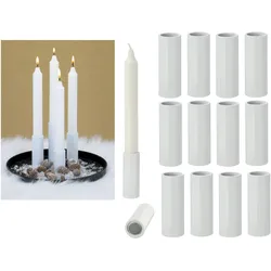 Novaliv, Kerzenständer, 12x Stabkerzenhalter magnetisch WEISS 2,8x5cm Wohnzimmerdeko Weihnachten Dekotablett