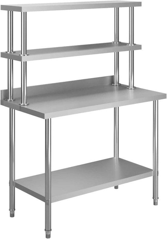 Edelstahl Arbeitstisch Gastronomie - Vielseitig, 120x60x150 cm, Silber