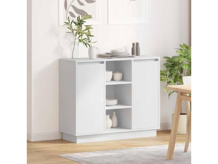 HEFZGDB Minimalistisches Sideboard mit integrierter LED Beleuchtung, weißes LED Sideboard mit Stauraum für das Wohnzimmer, modernes mit Licht