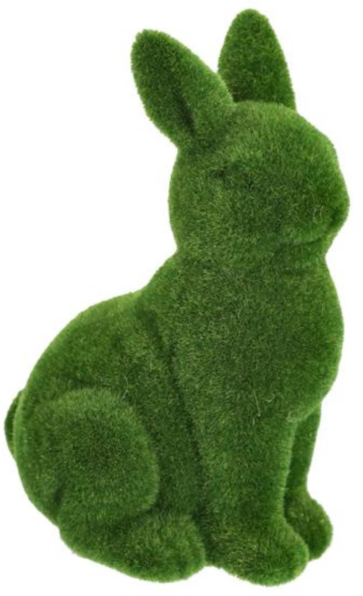 Decoratie paashaas zittend groen kunstmos hoogte: 25 cm