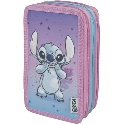 Federmäppchen SCOOLI "Tripledecker", Kinder, bunt (lilo, stitch), Polyester, Schreibgeräteetuis Federmäppchen