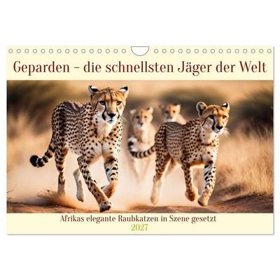 Geparden - die schnellsten Jäger der Welt (Wandkalender 2027 DIN A4 quer), CALVENDO Monatskalender