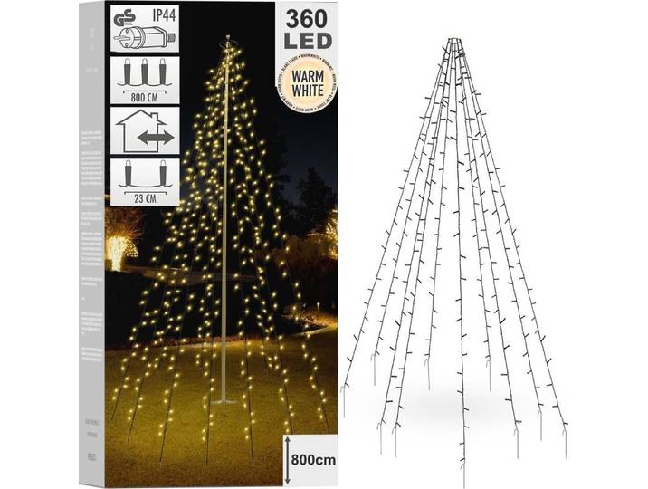 Weihnachtsbeleuchtung mit 360 LED-Lichtern für Baum oder Fahnenmast