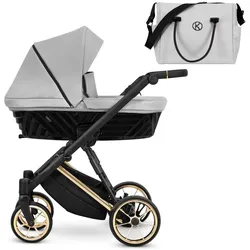 Kunert, Kinderwagen, Ivento Premium 2in1 Kinderwagen in Grau mit Goldrahmen