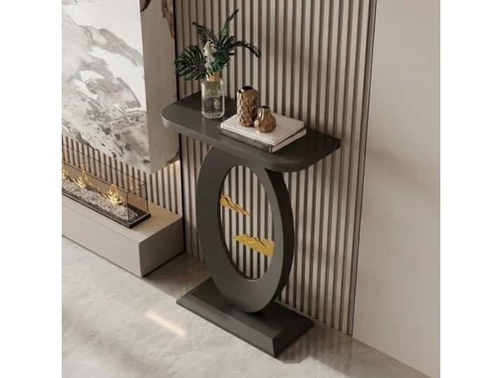 YTSJXN Moderner Konsolentisch schmal mit Sinterstein-Platte & Eisen-Gestell Sinterstein-Oberfläche, Stabiles Eisen-Gestell, Schmale Bauweise, Modernes Design(Nero,50cm/19.6in)