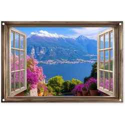 GARTENPOSTER Durchblick - Berg - Landschaft - Ausblicke - See Gartendeko 90x60 cm