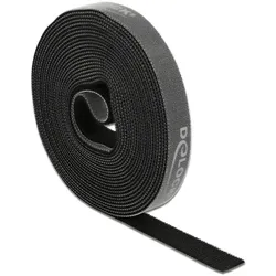 DELOCK Klettband auf Rolle L 5 m x B 15 mm schwarz