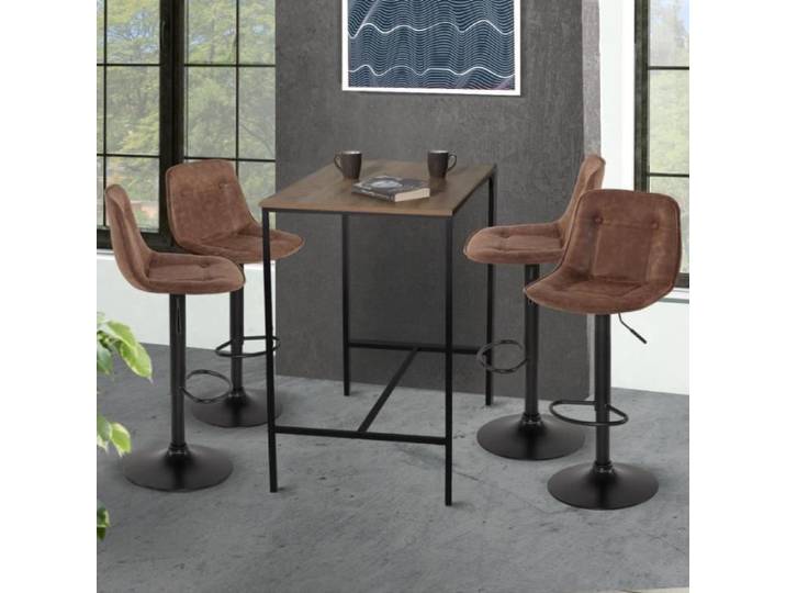 IDMARKET Lot de 4 tabourets de bar DENVER marron vintage