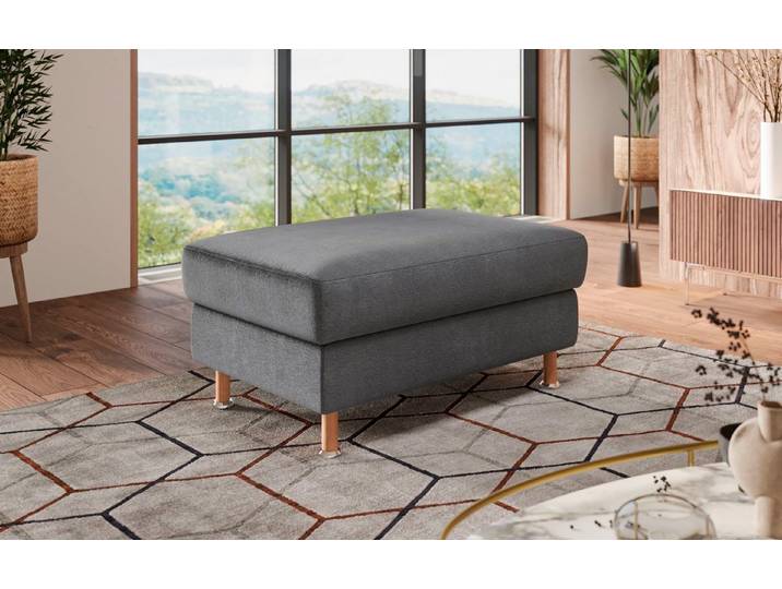 OTTO home Polsterhocker Calypso, Holzfuesse mit Metallteller