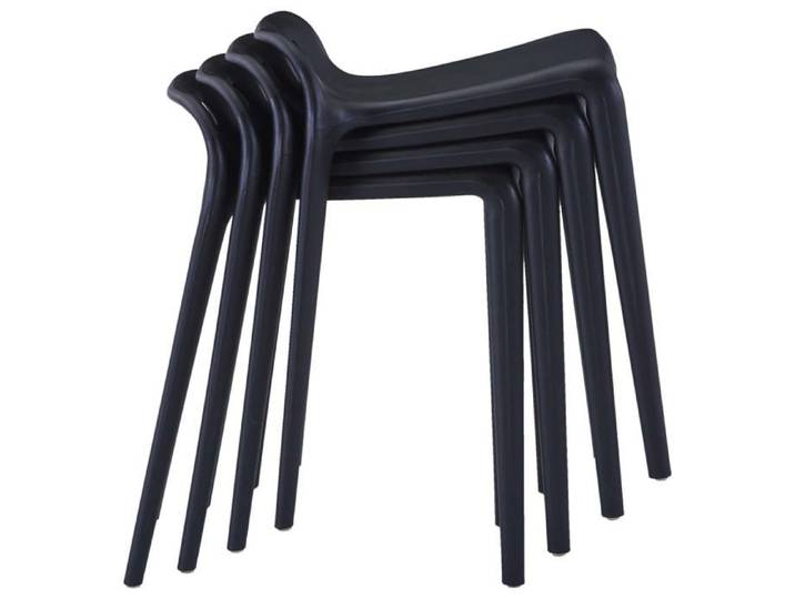 Les Soldes  Tabourets empilables 4 PCS - CLOUD - Chaises Haute Cuisine - noir plastique J926