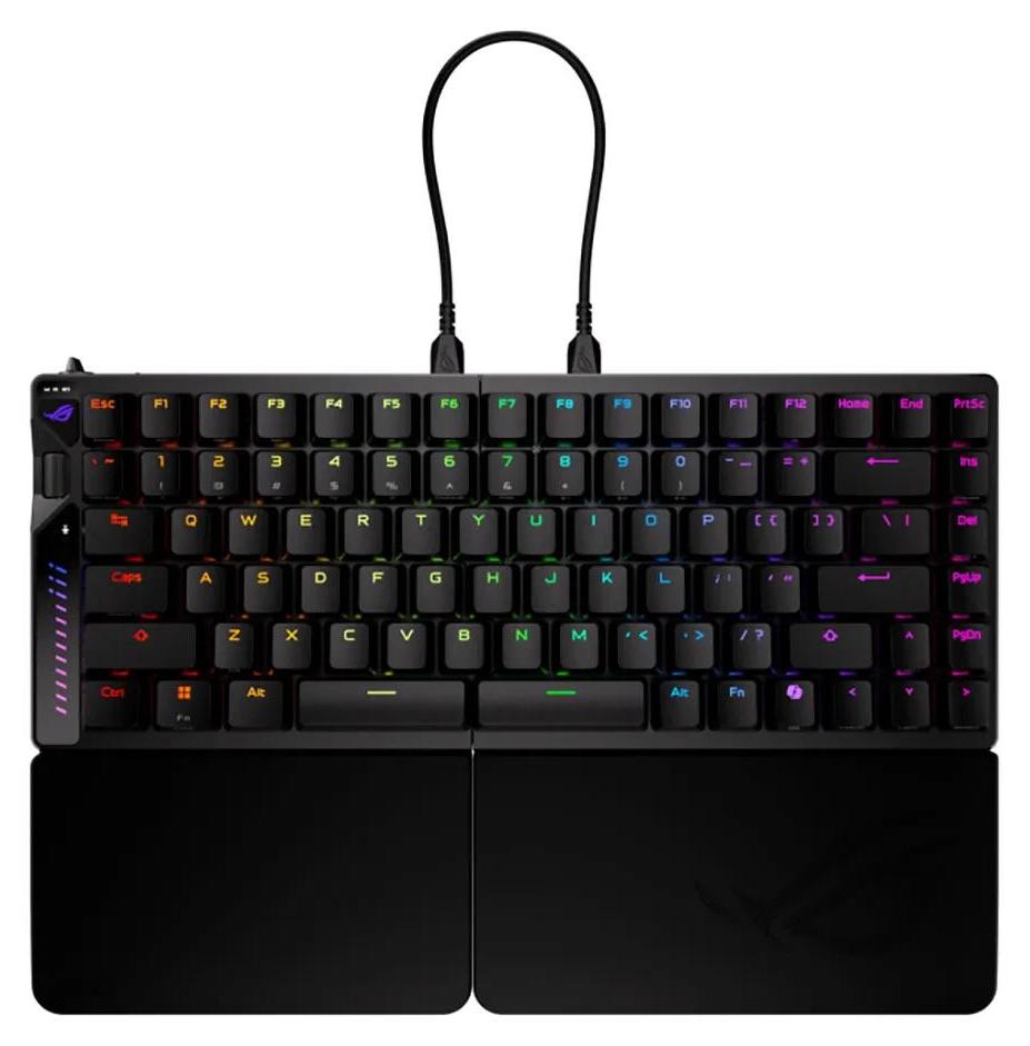 ASUS ROG Falcata, 75%, Verkabelt & Kabellos, USB + RF Wireless + Bluetooth, Magnetic-mechanical key switch, RGB-LED, Schwarz