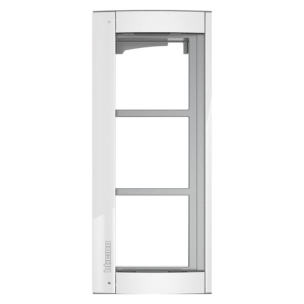 Bticino Abdeckrahmen + Modulträger 3 Module, Türstation SFERA Aluminium (230740)