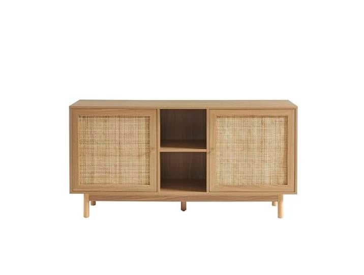 BAÏTA Buffet Helena Effet chêne et cannage rotin 150cm