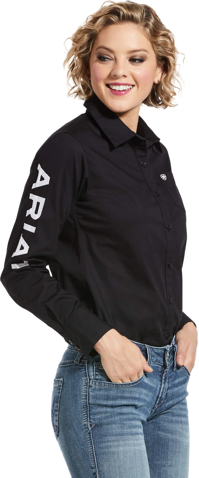 Women's Team Kirby Stretch Shirt in Black, Size: 2XL by Ariat