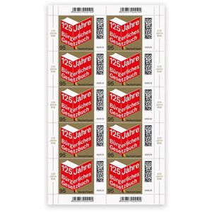 DeutschePost Briefmarken Set, 10 Stück à 95cent, Gesetzbuch, Standardbrief/Postkarte, nassklebend