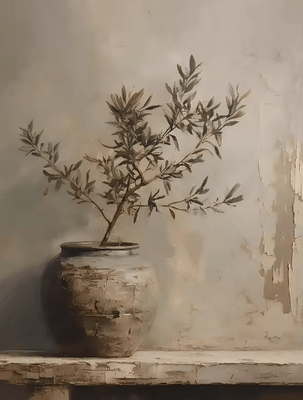 Inspire Picks Retro Olive Tree & Lemon Canvas Wall Art Elegant Mediterranean Botanical Decor 6 50x80cm