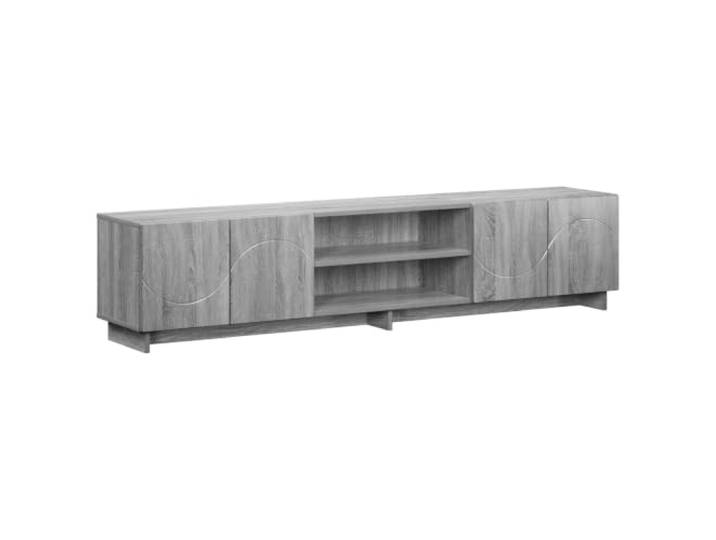 HAQWRDQSG TV-Lowboard 180x34,5x40 cm Fernsehtisch Sonoma-Grau Vier geschlossene Fächer ordnen Konsolen und Zubehör im Wohnzimmer dezent bei 40 kg Deckplattenlast.