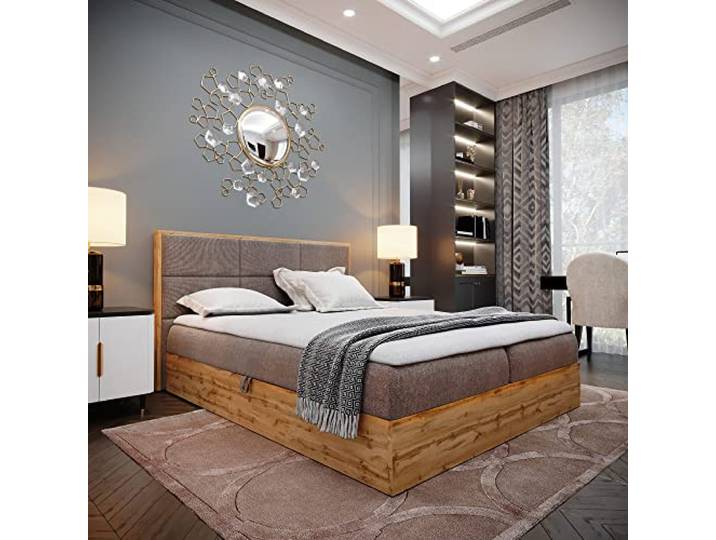 FURNISTAR Boxspringbett LOFT 1-180x200cm Braun. Doppelbett mit Bonellmatratze, Bettkasten, Topper, Kopfteil.